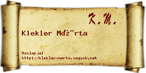 Klekler Márta névjegykártya